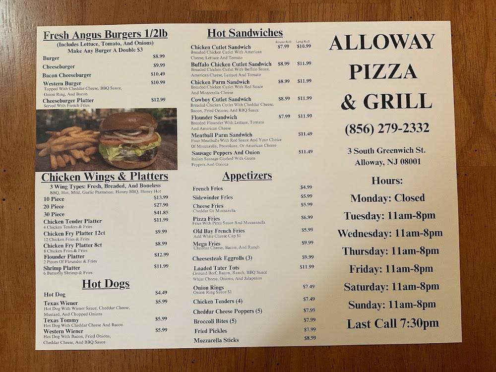 Alloway Pizza and Grill Menu image 1